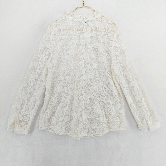 NYDJ White Floral Lace Long Sleeve Boho Tunic Top Blouse P4482 - Picture 5 of 7